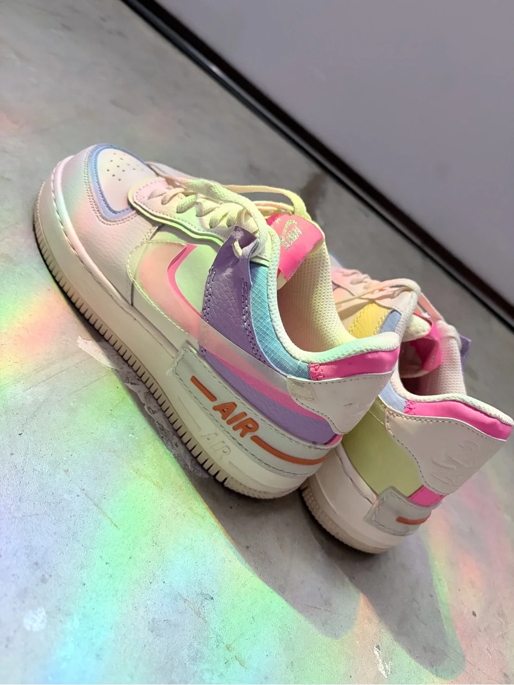 Nike Air White Sneakers with Pastel Rainbow Accents